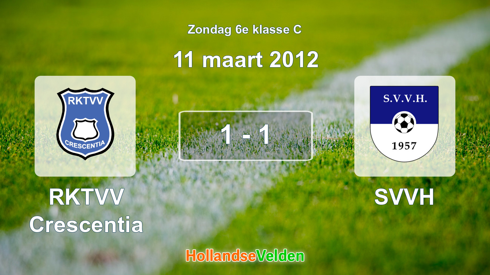Gespeelde wedstrijd: RKTVV Crescentia - SVVH 1 - 1 (11 maart 2012)