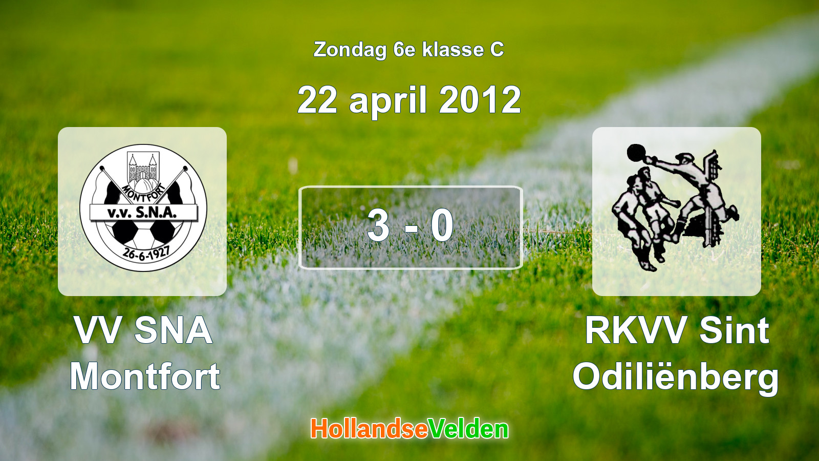 Gespeelde wedstrijd: VV SNA Montfort - RKVV Sint Odiliënberg 3 - 0 (22 april 2012)