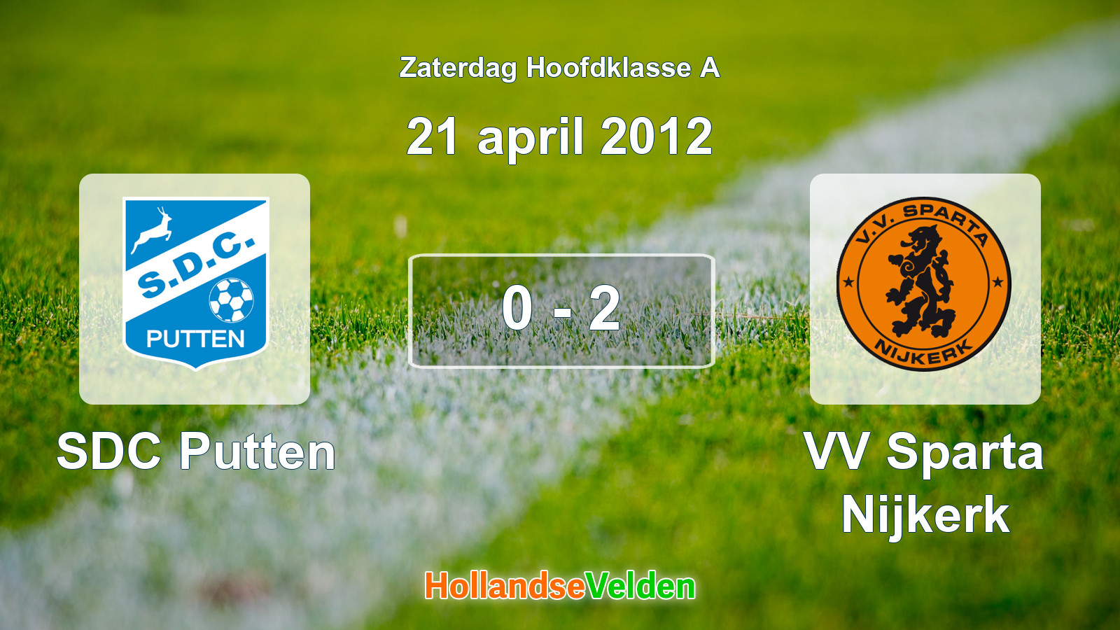 Gespeelde wedstrijd: SDC Putten - VV Sparta Nijkerk 0 - 2 (21 april 2012)