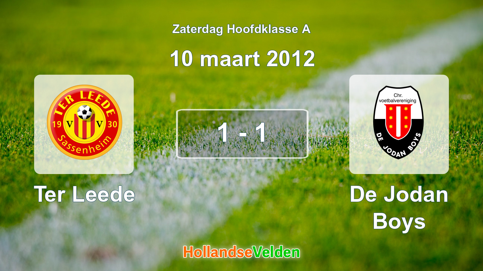 Gespeelde wedstrijd: Ter Leede - De Jodan Boys 1 - 1 (10 maart 2012)