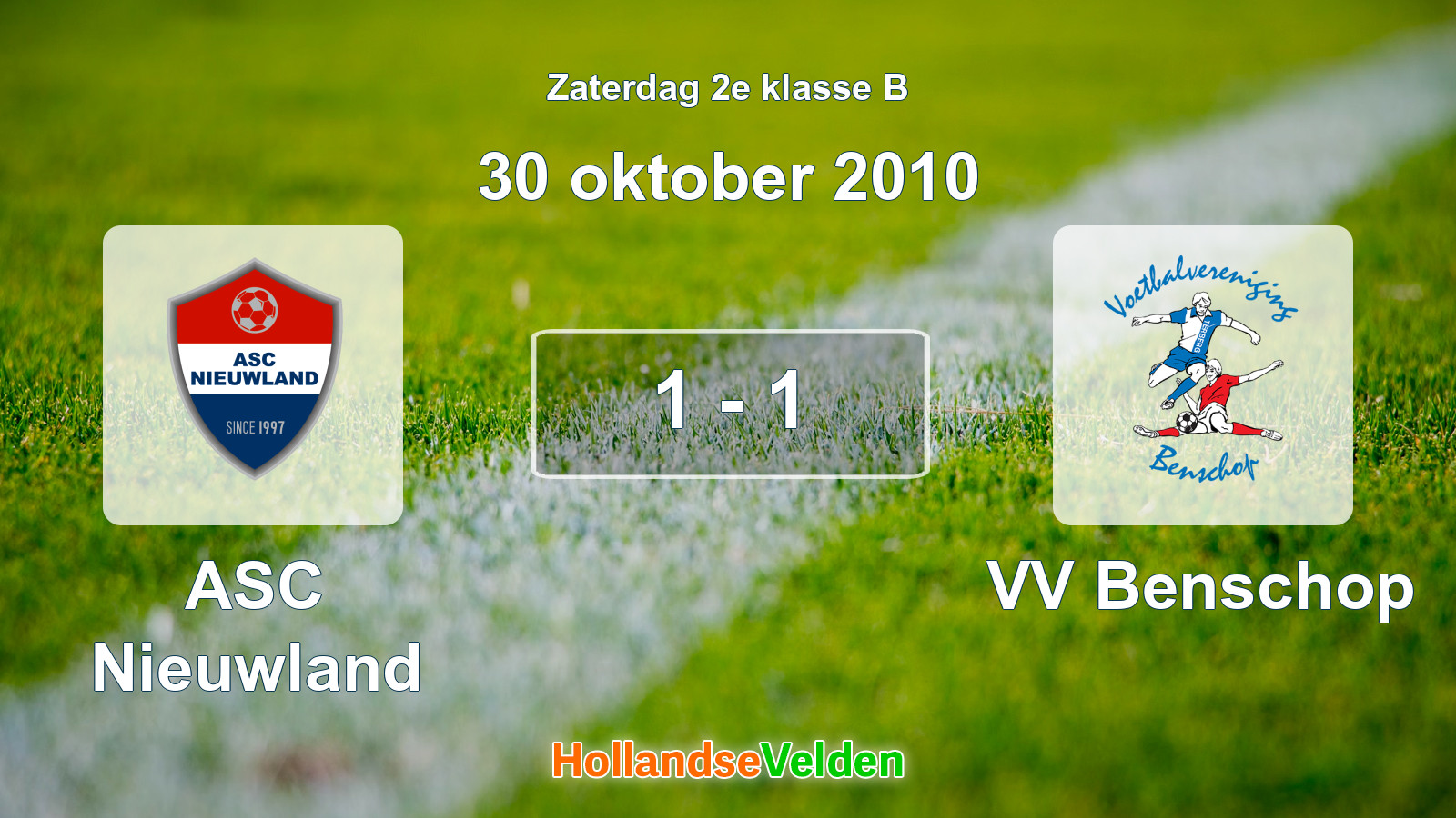 Gespeelde wedstrijd: ASC Nieuwland - VV Benschop 1 - 1 (30 oktober 2010)
