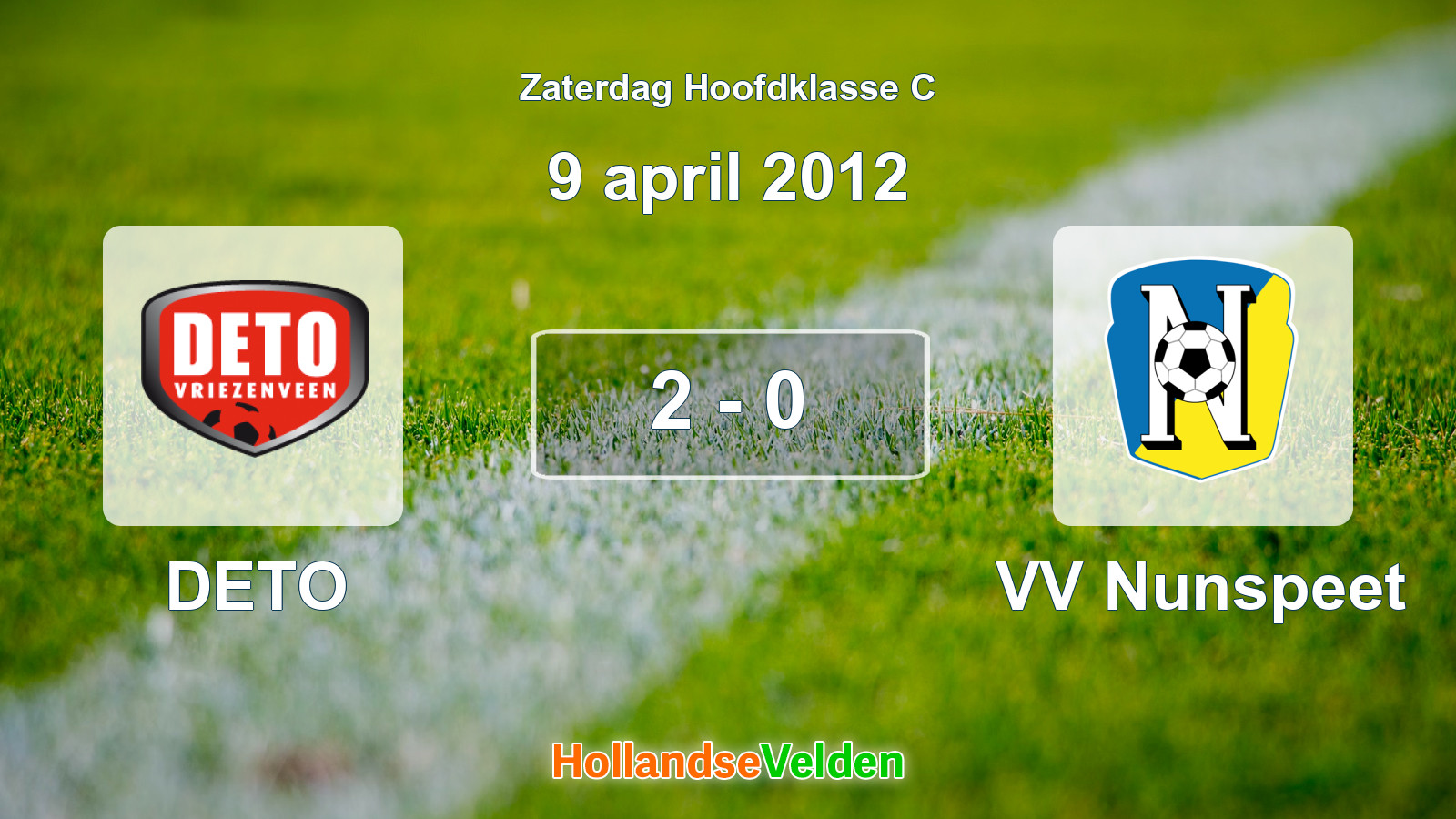 Gespeelde wedstrijd: DETO - VV Nunspeet 2 - 0 (9 april 2012)