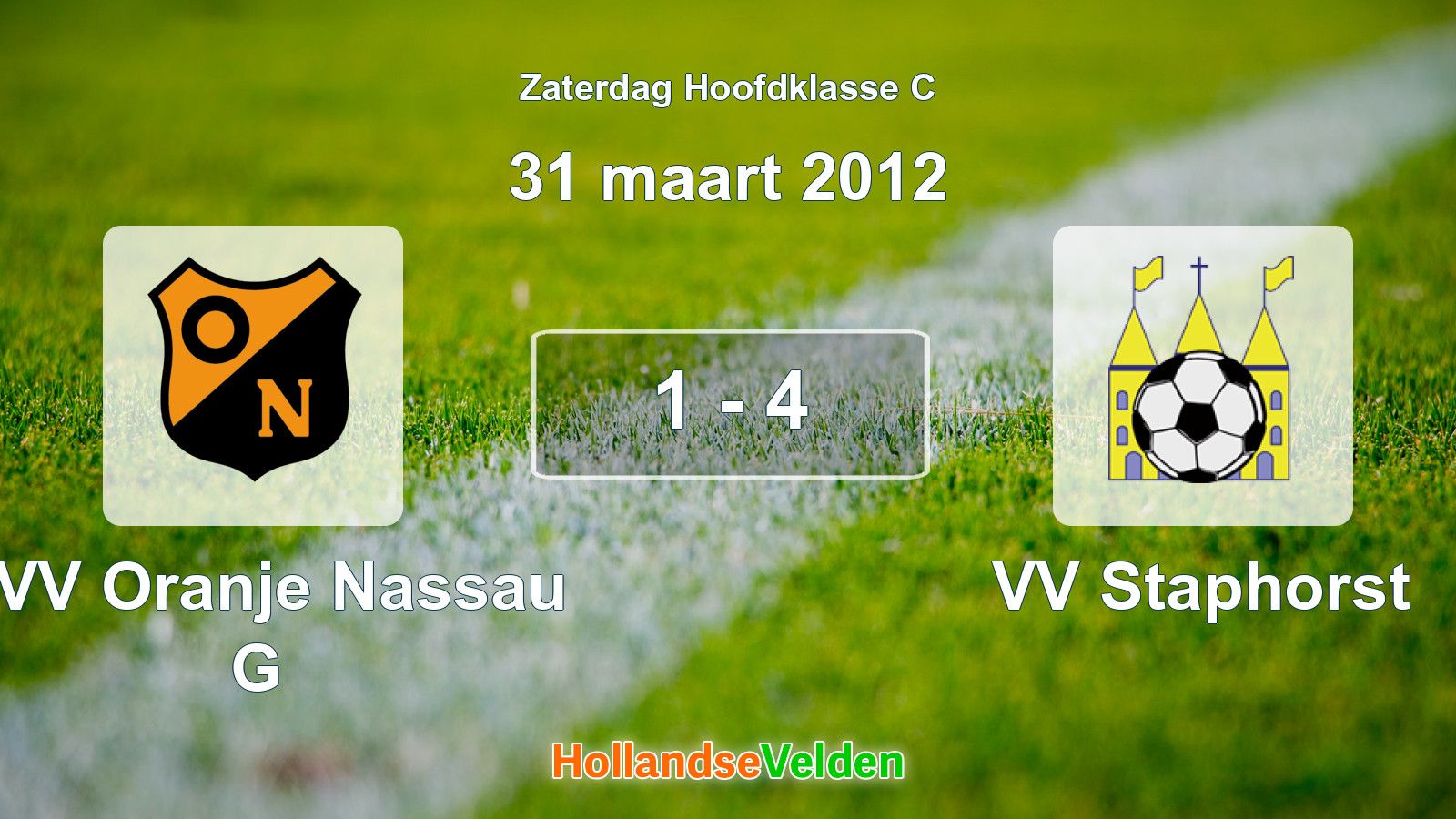 Gespeelde wedstrijd: CVV Oranje Nassau G - VV Staphorst 1 - 4 (31 maart 2012)