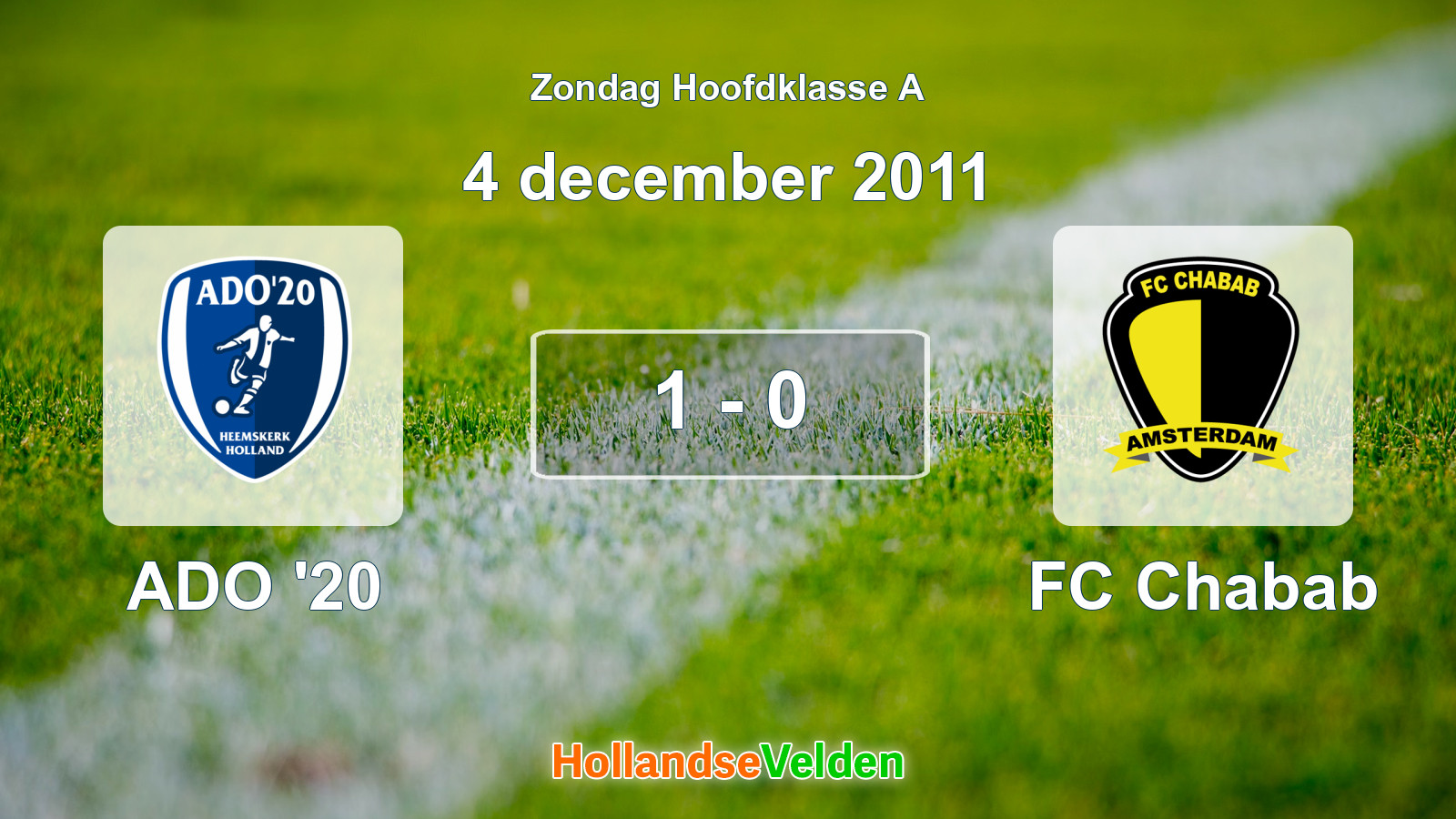Gespeelde wedstrijd: ADO '20 - FC Chabab 1 - 0 (4 december 2011)