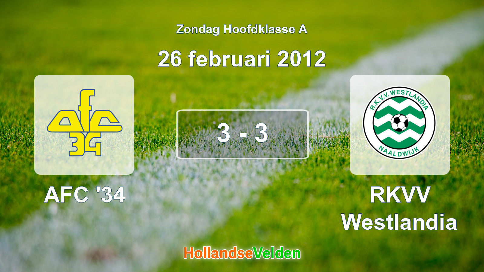 Gespeelde wedstrijd: AFC '34 - RKVV Westlandia 3 - 3 (26 februari 2012)
