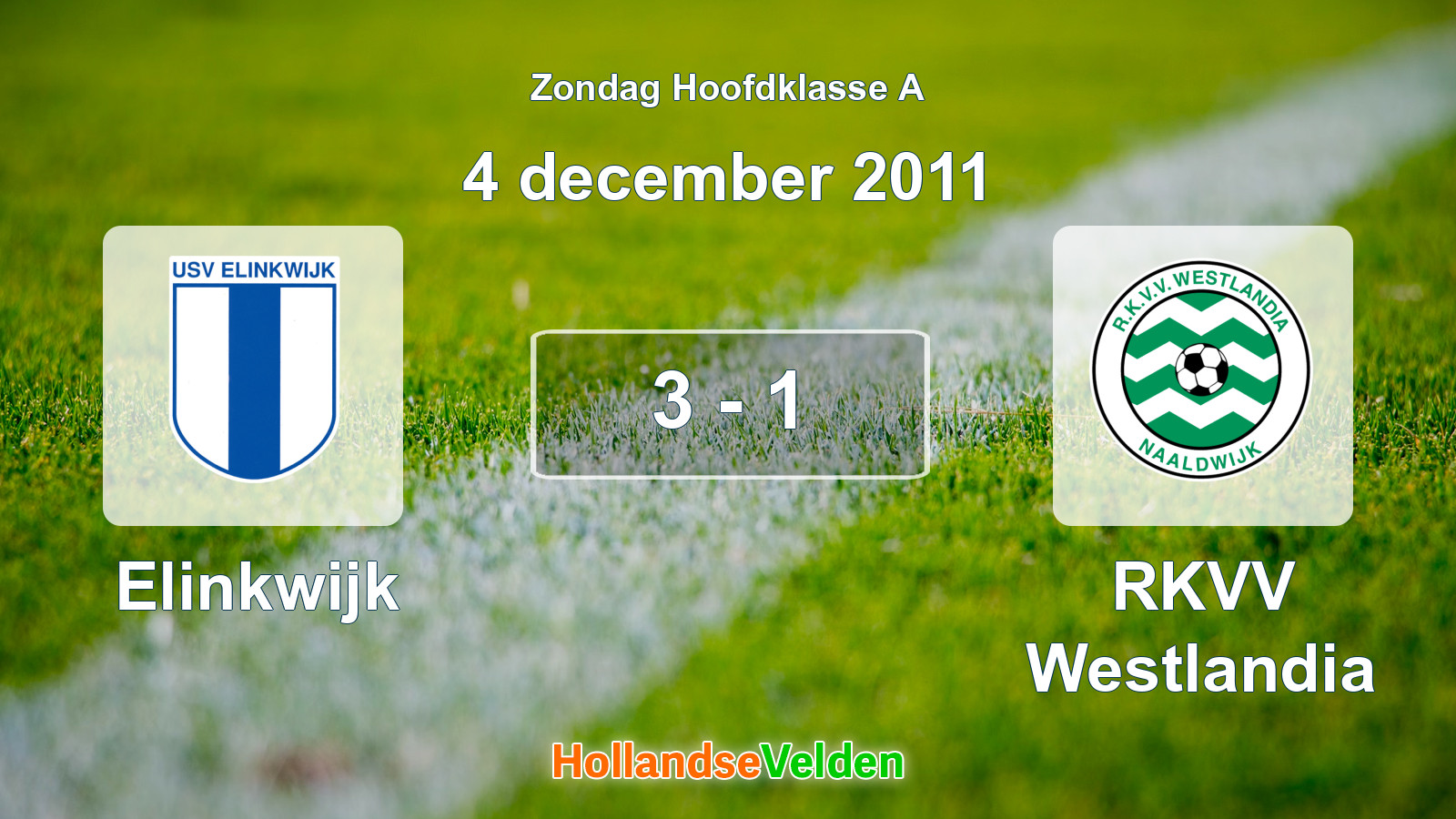 Gespeelde wedstrijd: Elinkwijk - RKVV Westlandia 3 - 1 (4 december 2011)