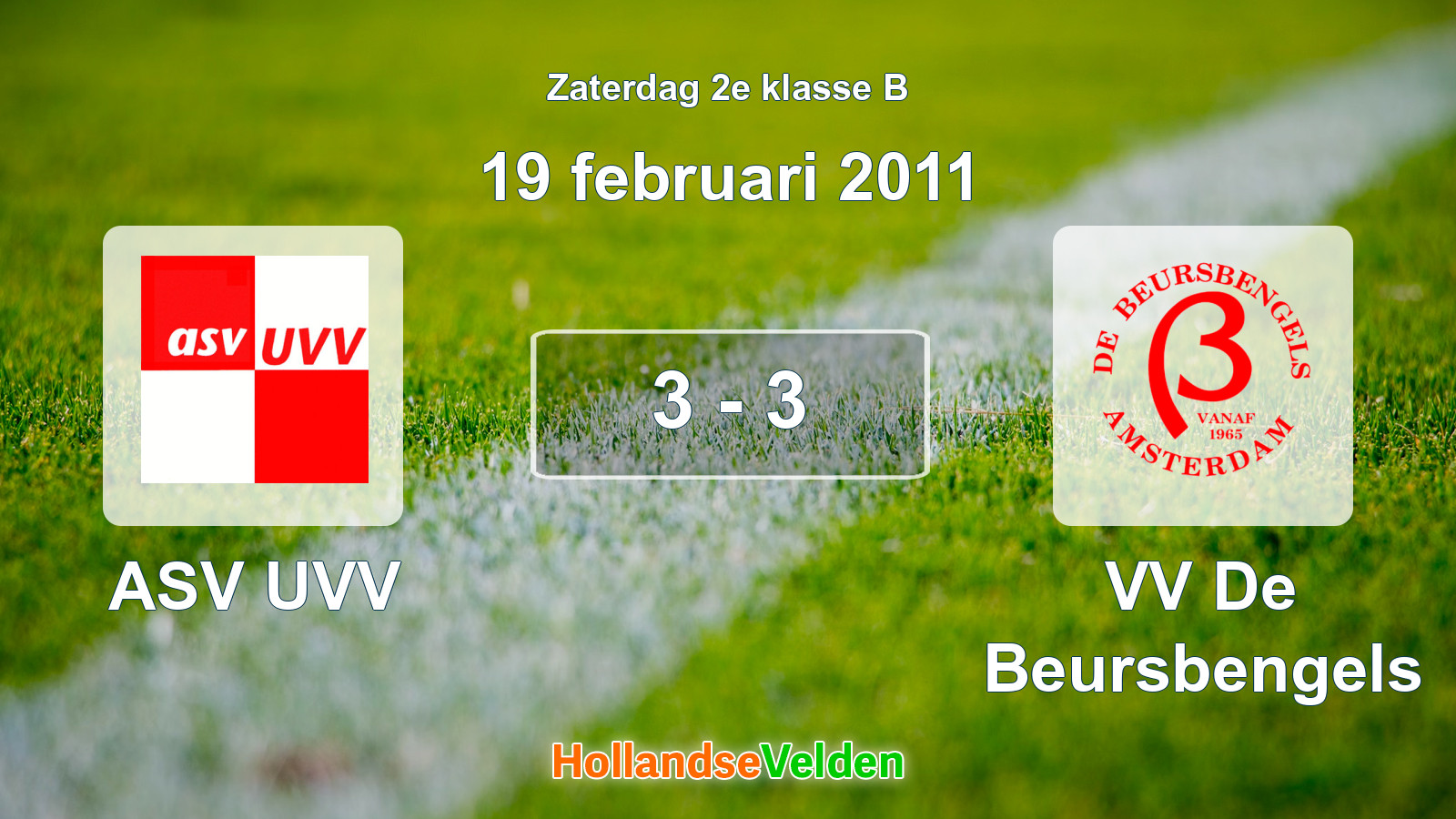 Gespeelde wedstrijd: ASV UVV - VV De Beursbengels 3 - 3 (19 februari 2011)