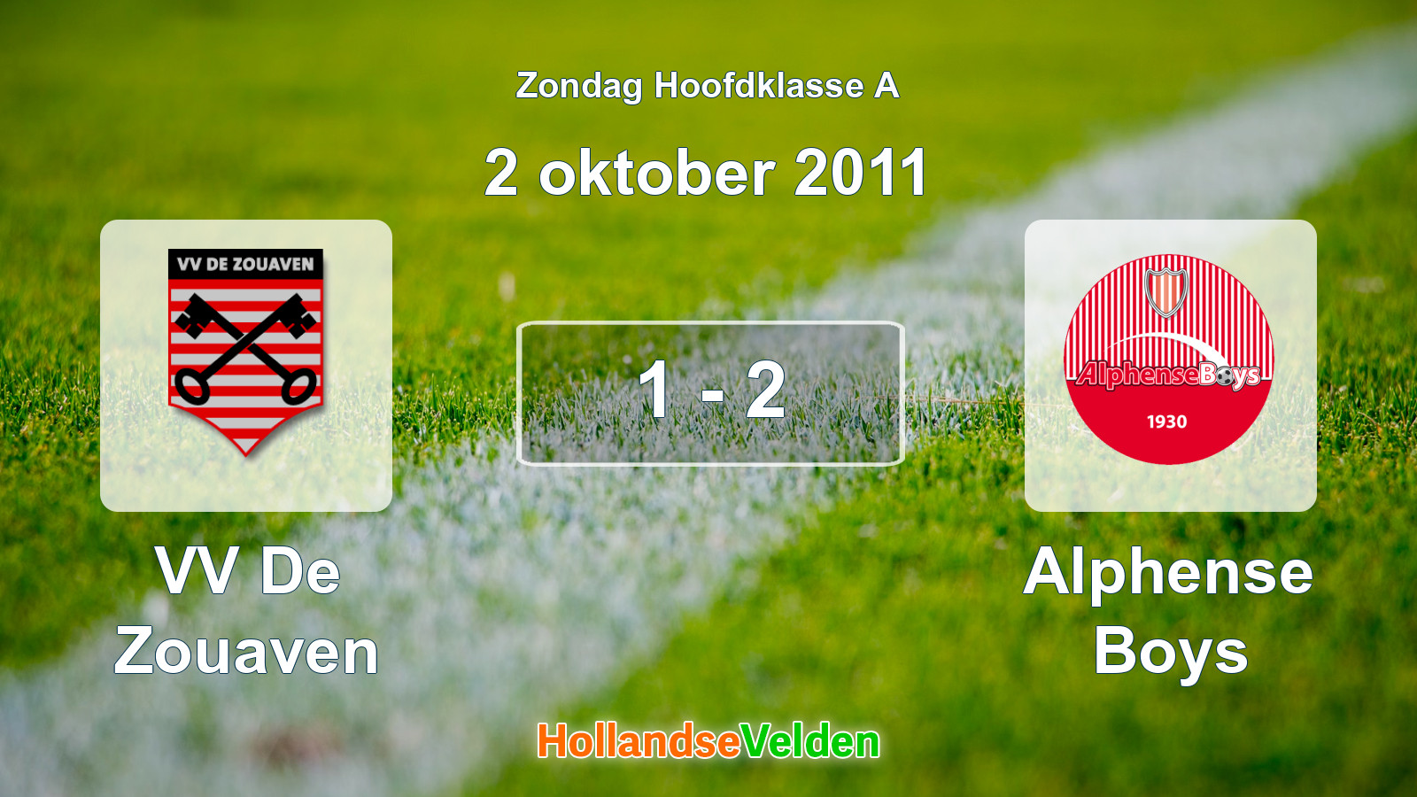 Gespeelde wedstrijd: VV De Zouaven - Alphense Boys 1 - 2 (2 oktober 2011)