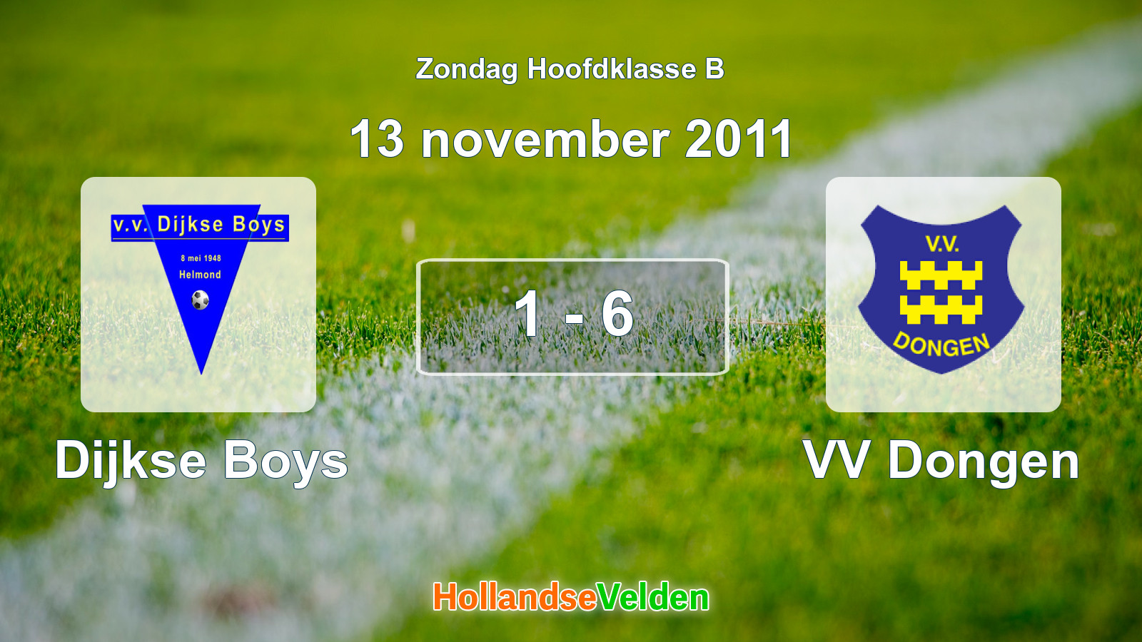 Gespeelde wedstrijd: Dijkse Boys - VV Dongen 1 - 6 (13 november 2011)