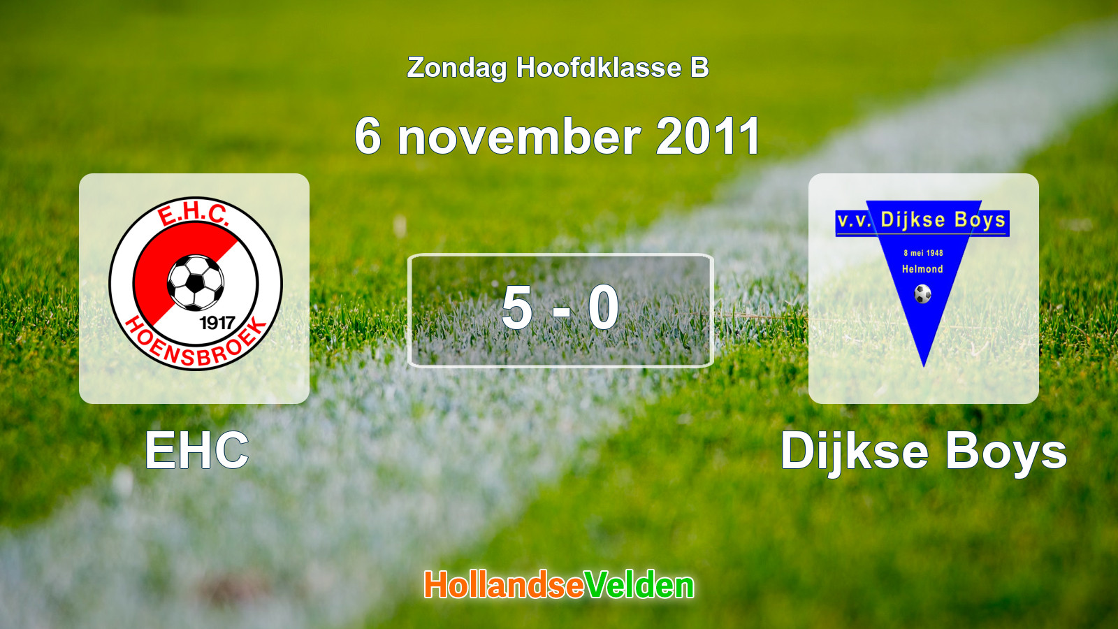Gespeelde wedstrijd: EHC - Dijkse Boys 5 - 0 (6 november 2011)