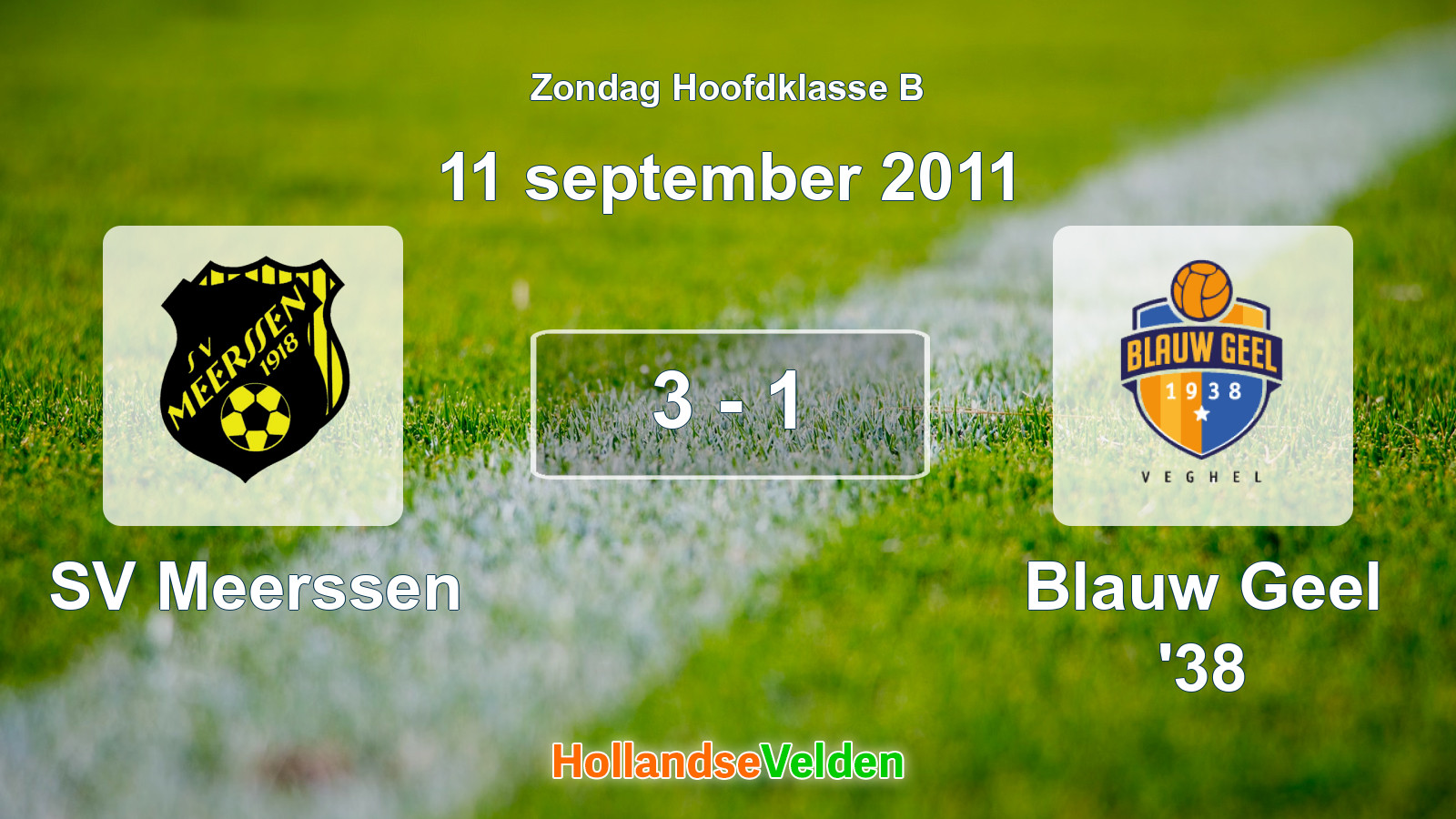 Gespeelde wedstrijd: SV Meerssen - Blauw Geel '38 3 - 1 (11 september 2011)