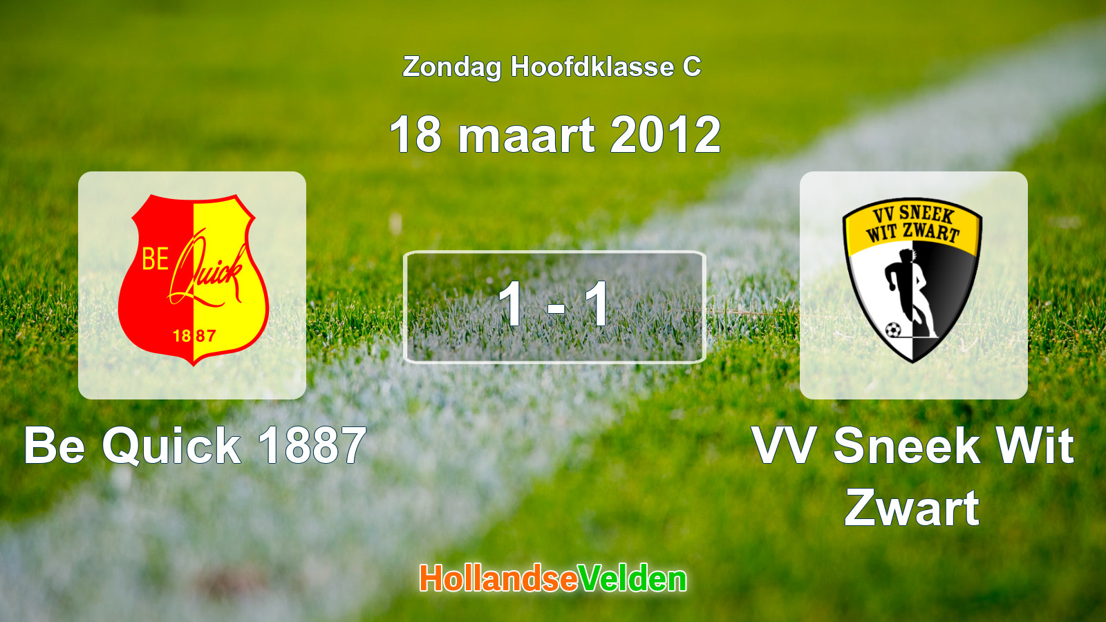 Gespeelde wedstrijd: Be Quick 1887 - VV Sneek Wit Zwart 1 - 1 (18 maart 2012)