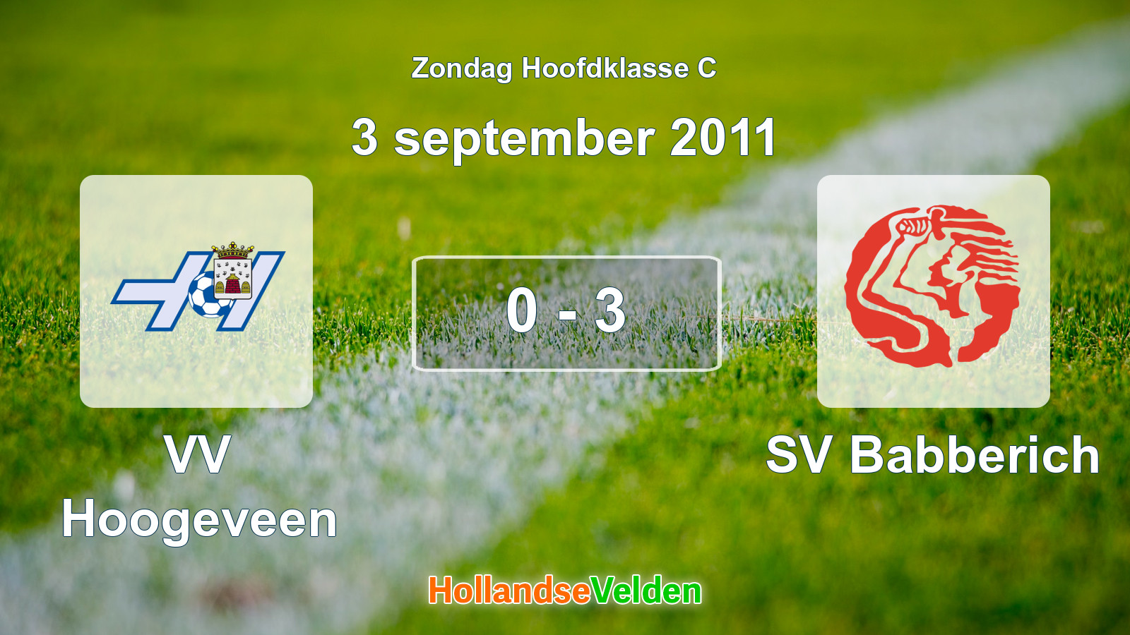 Gespeelde wedstrijd: VV Hoogeveen - SV Babberich 0 - 3 (3 september 2011)