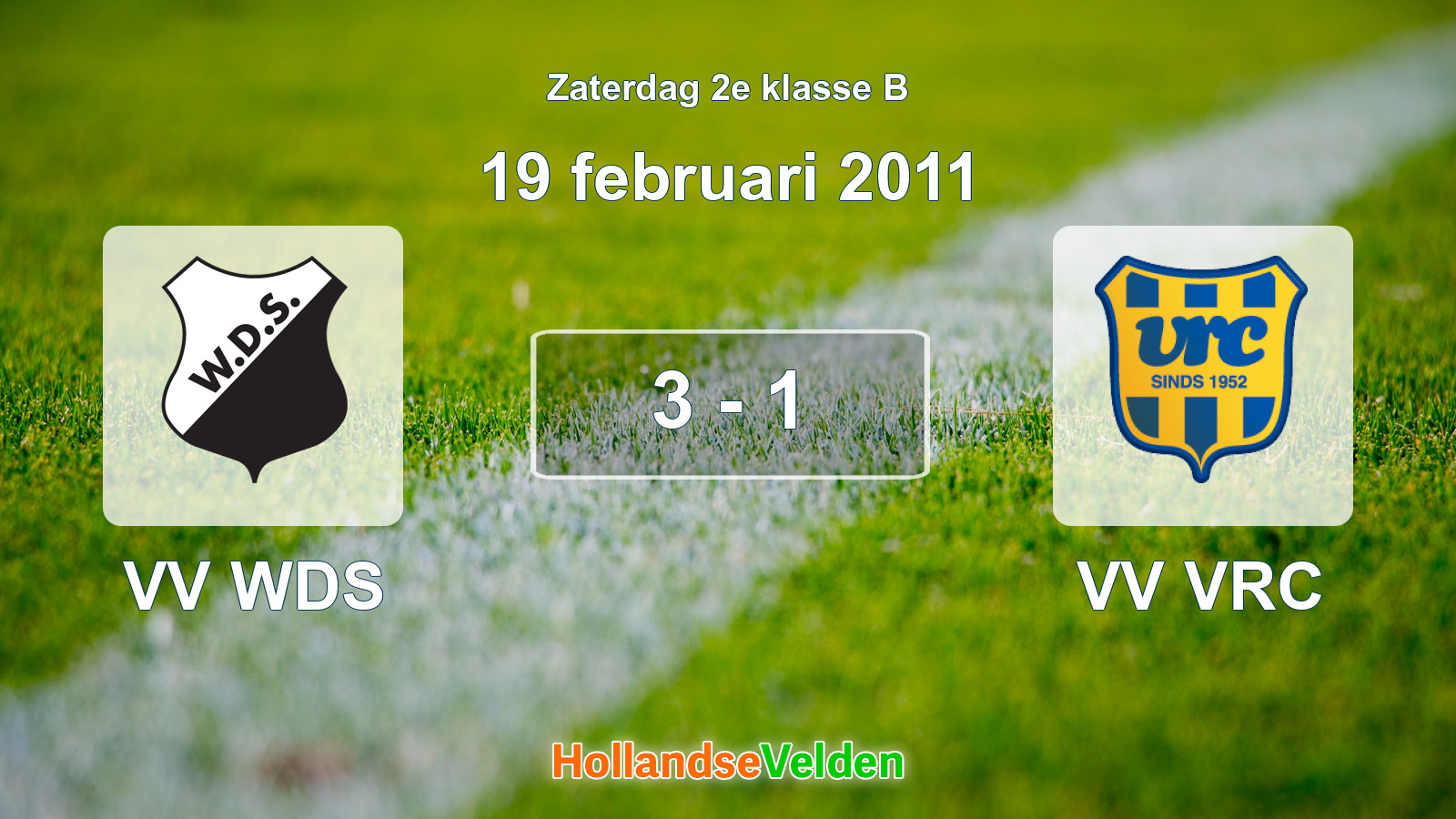 Gespeelde wedstrijd: VV WDS - VV VRC 3 - 1 (19 februari 2011)