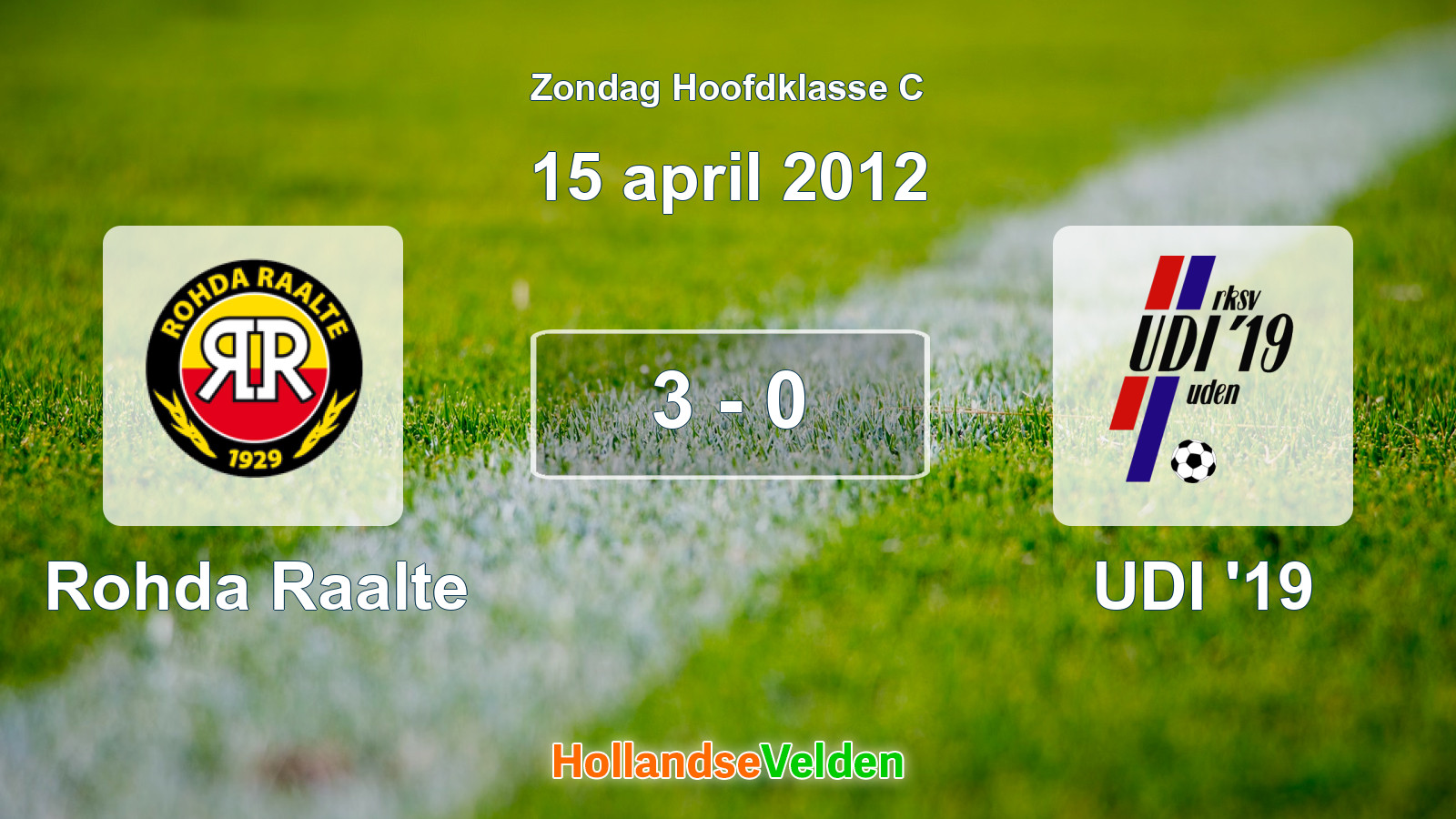 Gespeelde wedstrijd: Rohda Raalte - UDI '19 3 - 0 (15 april 2012)