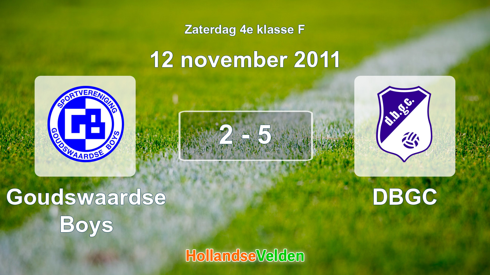 Gespeelde wedstrijd: Goudswaardse Boys - DBGC 2 - 5 (12 november 2011)