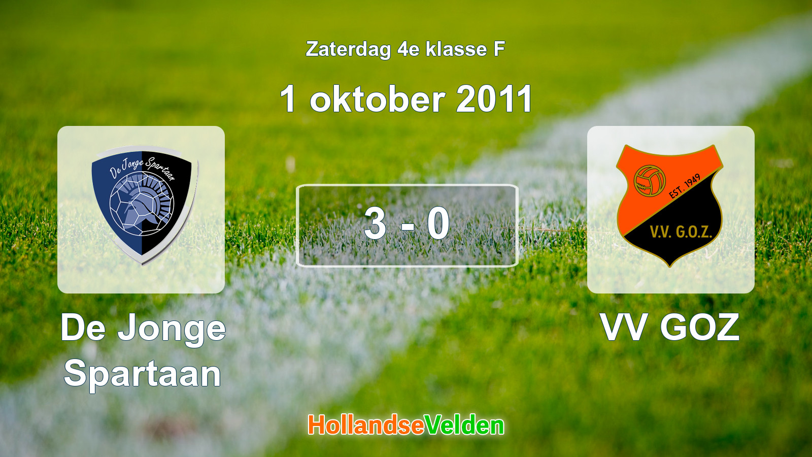 Gespeelde wedstrijd: De Jonge Spartaan - VV GOZ 3 - 0 (1 oktober 2011)