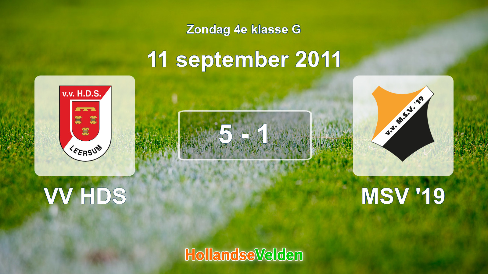 Gespeelde wedstrijd: VV HDS - MSV '19 5 - 1 (11 september 2011)