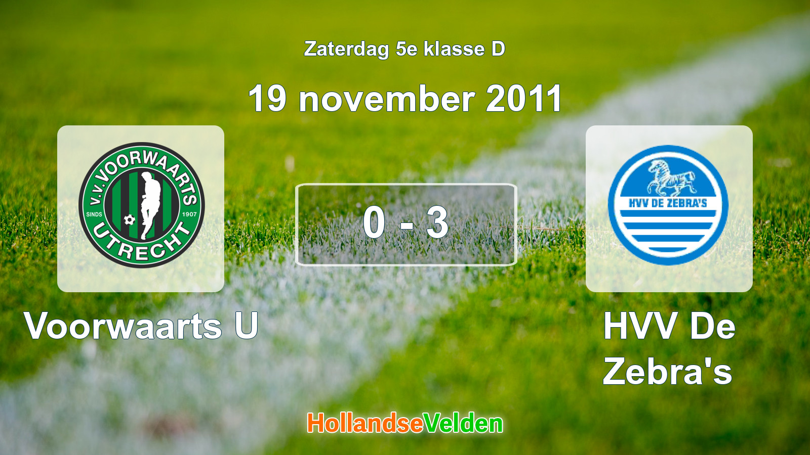 Gespeelde wedstrijd: Voorwaarts U - HVV De Zebra's 0 - 3 (19 november 2011)