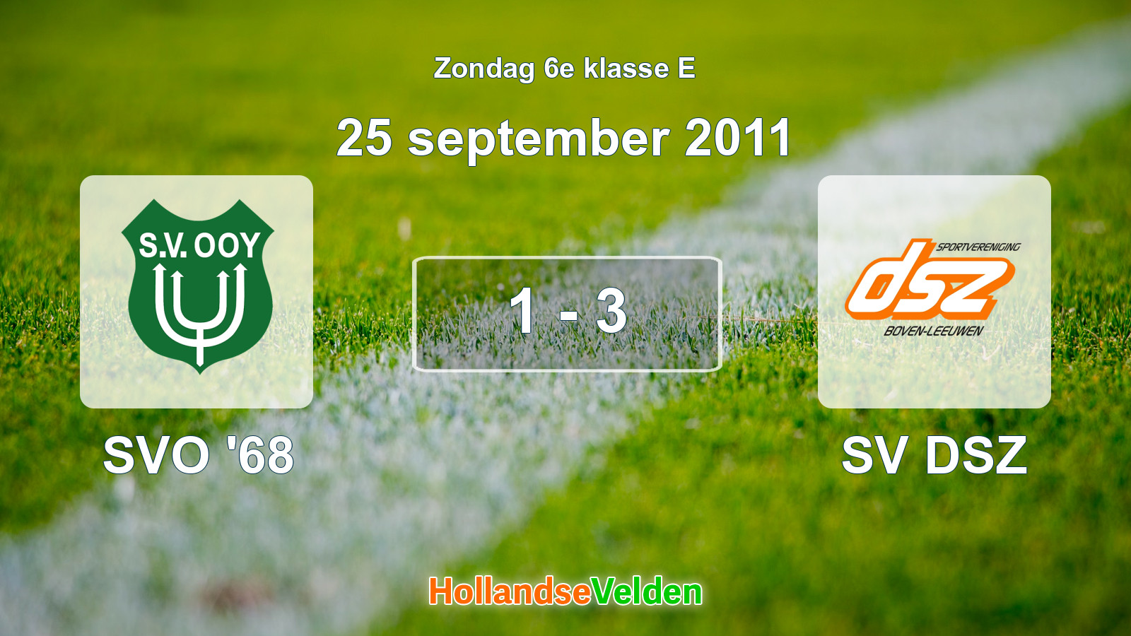 Gespeelde wedstrijd: SVO '68 - SV DSZ 1 - 3 (25 september 2011)