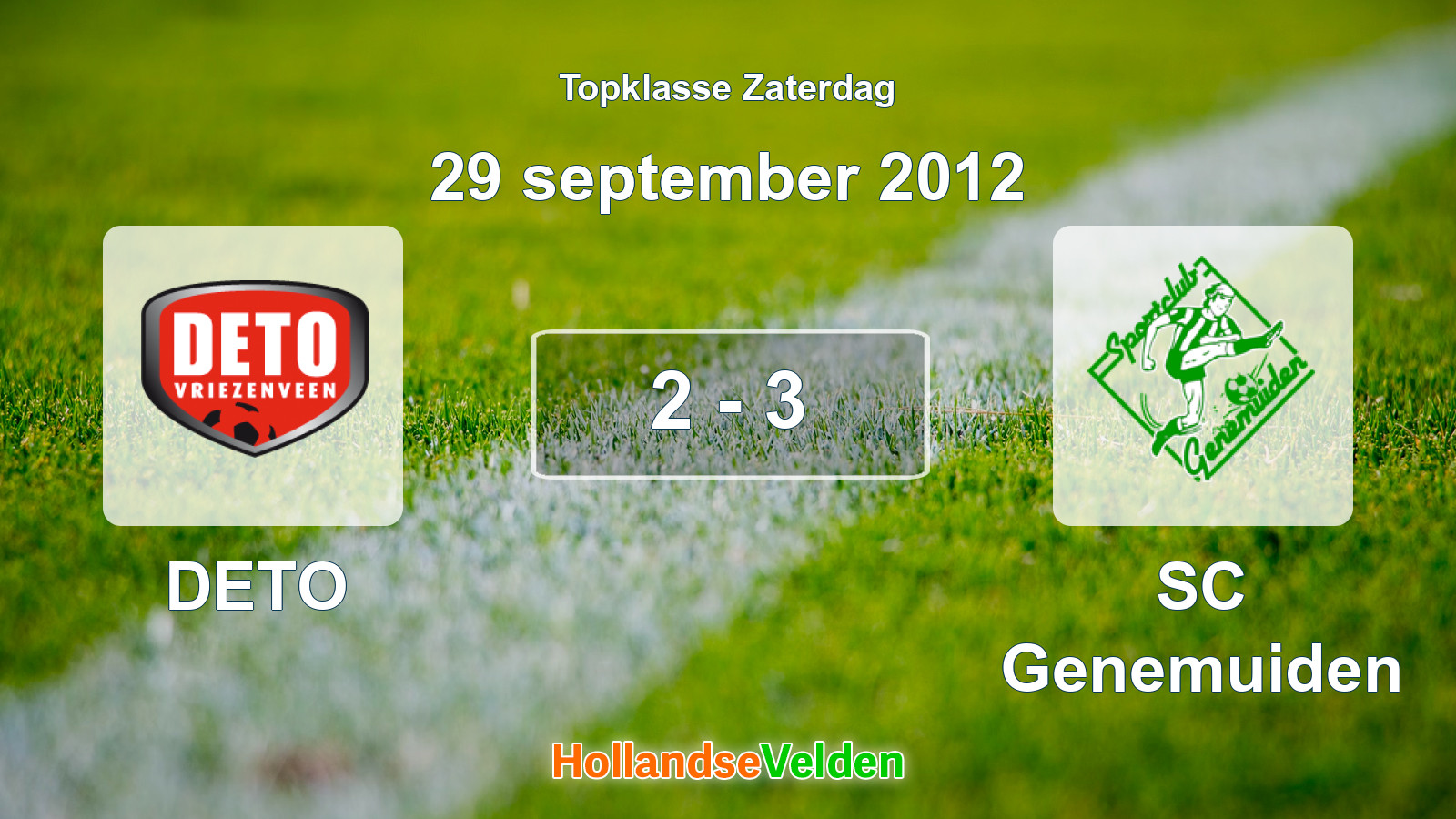 Gespeelde wedstrijd: DETO - SC Genemuiden 2 - 3 (29 september 2012)