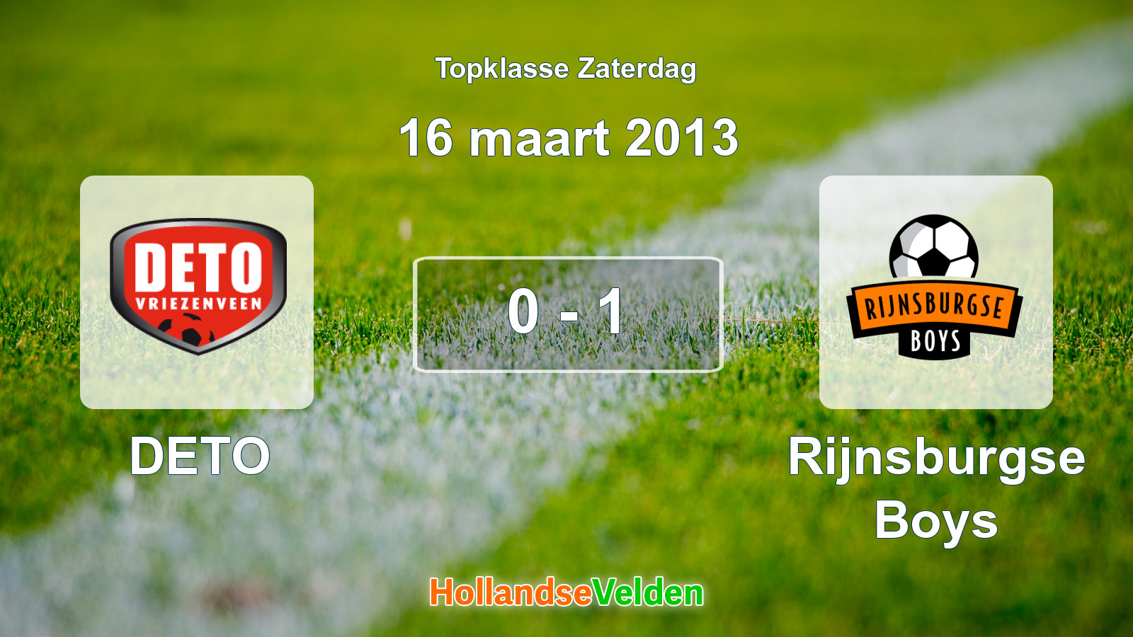 Gespeelde wedstrijd: DETO - Rijnsburgse Boys 0 - 1 (16 maart 2013)