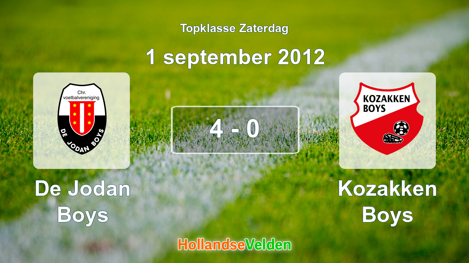 Gespeelde wedstrijd: De Jodan Boys - Kozakken Boys 4 - 0 (1 september 2012)