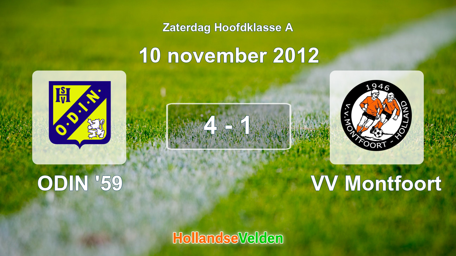 Gespeelde wedstrijd: ODIN '59 - VV Montfoort 4 - 1 (10 november 2012)