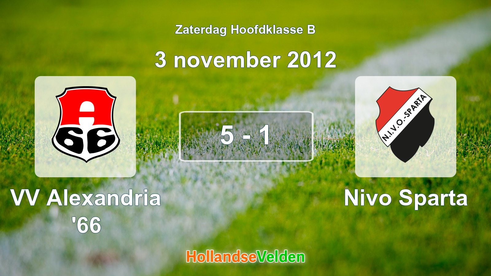 Gespeelde wedstrijd: VV Alexandria '66 - Nivo Sparta 5 - 1 (3 november 2012)