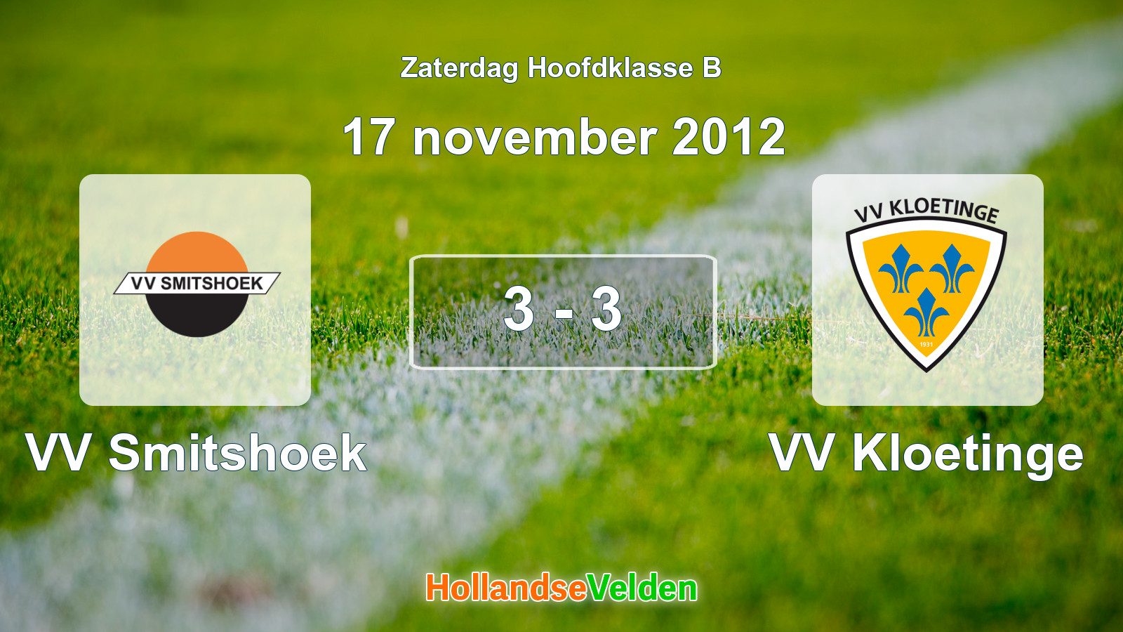 Gespeelde wedstrijd: VV Smitshoek - VV Kloetinge 3 - 3 (17 november 2012)