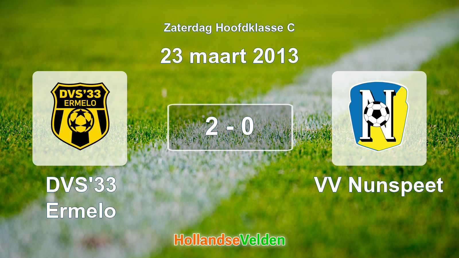 Gespeelde wedstrijd: DVS'33 Ermelo - VV Nunspeet 2 - 0 (23 maart 2013)