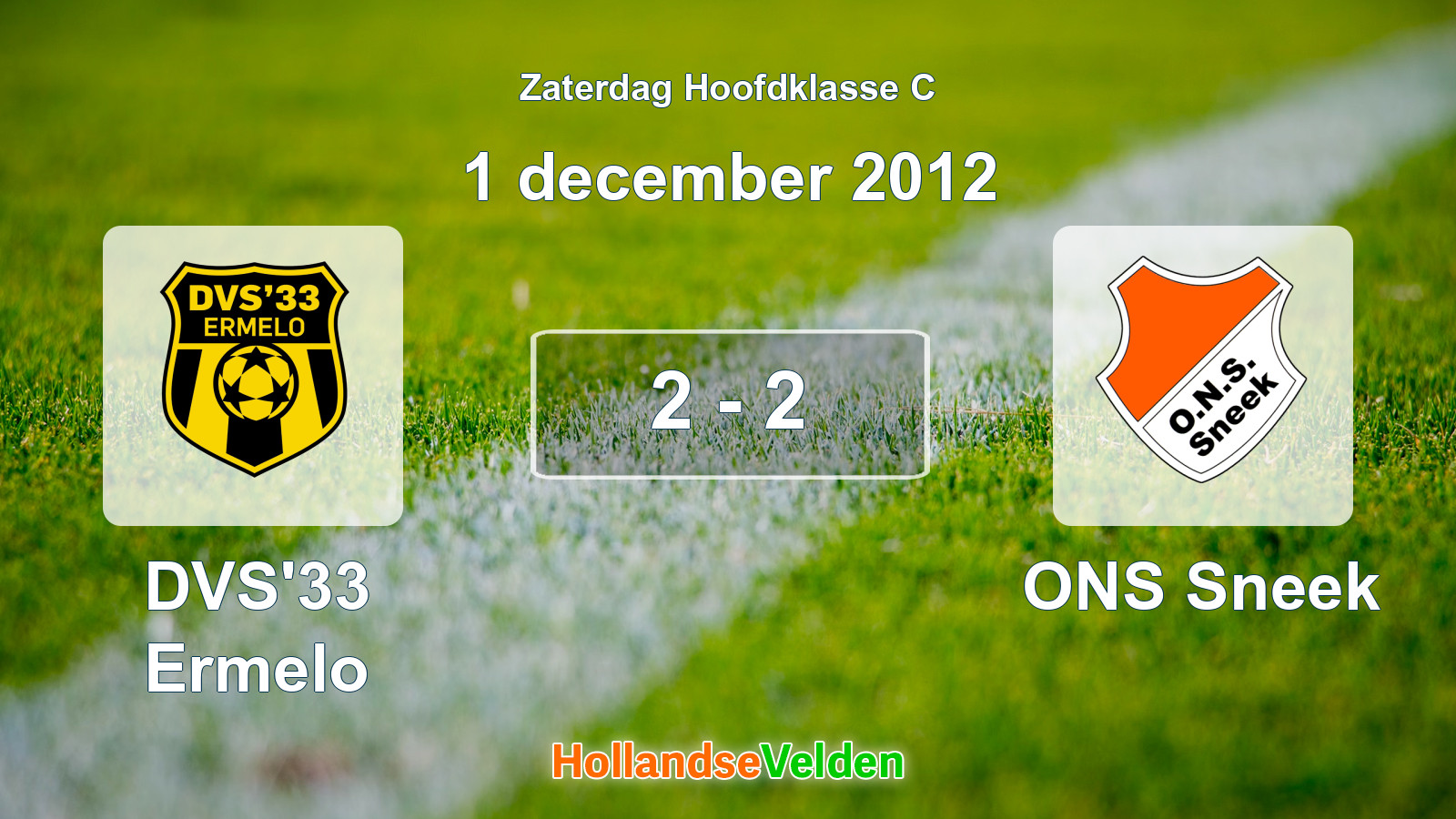 Gespeelde wedstrijd: DVS'33 Ermelo - ONS Sneek 2 - 2 (1 december 2012)