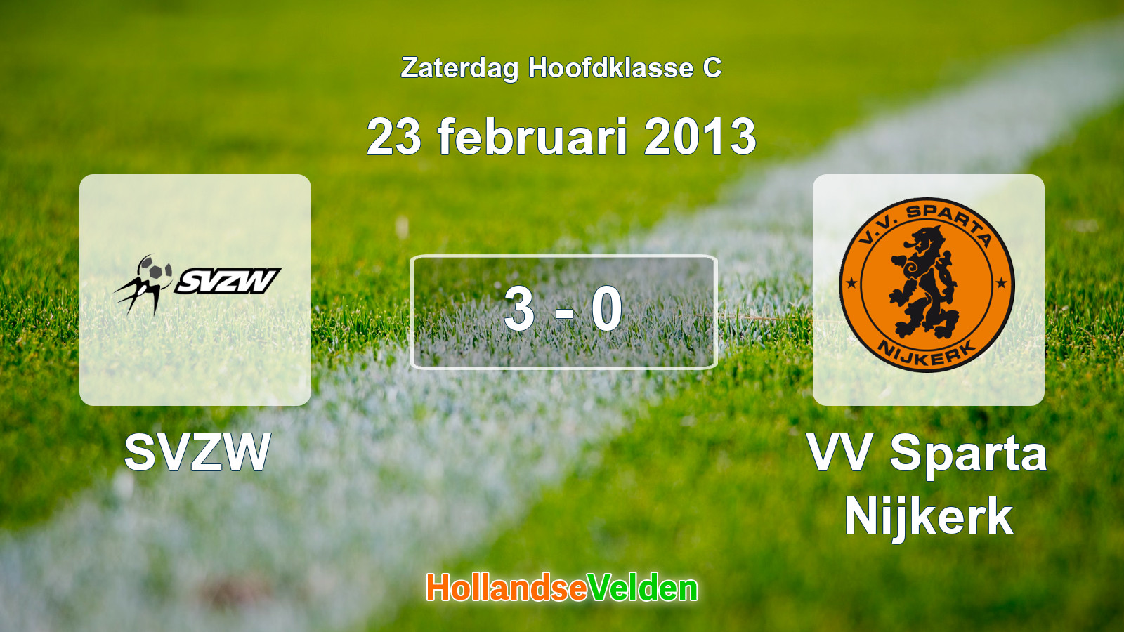 Gespeelde wedstrijd: SVZW - VV Sparta Nijkerk 3 - 0 (23 februari 2013)