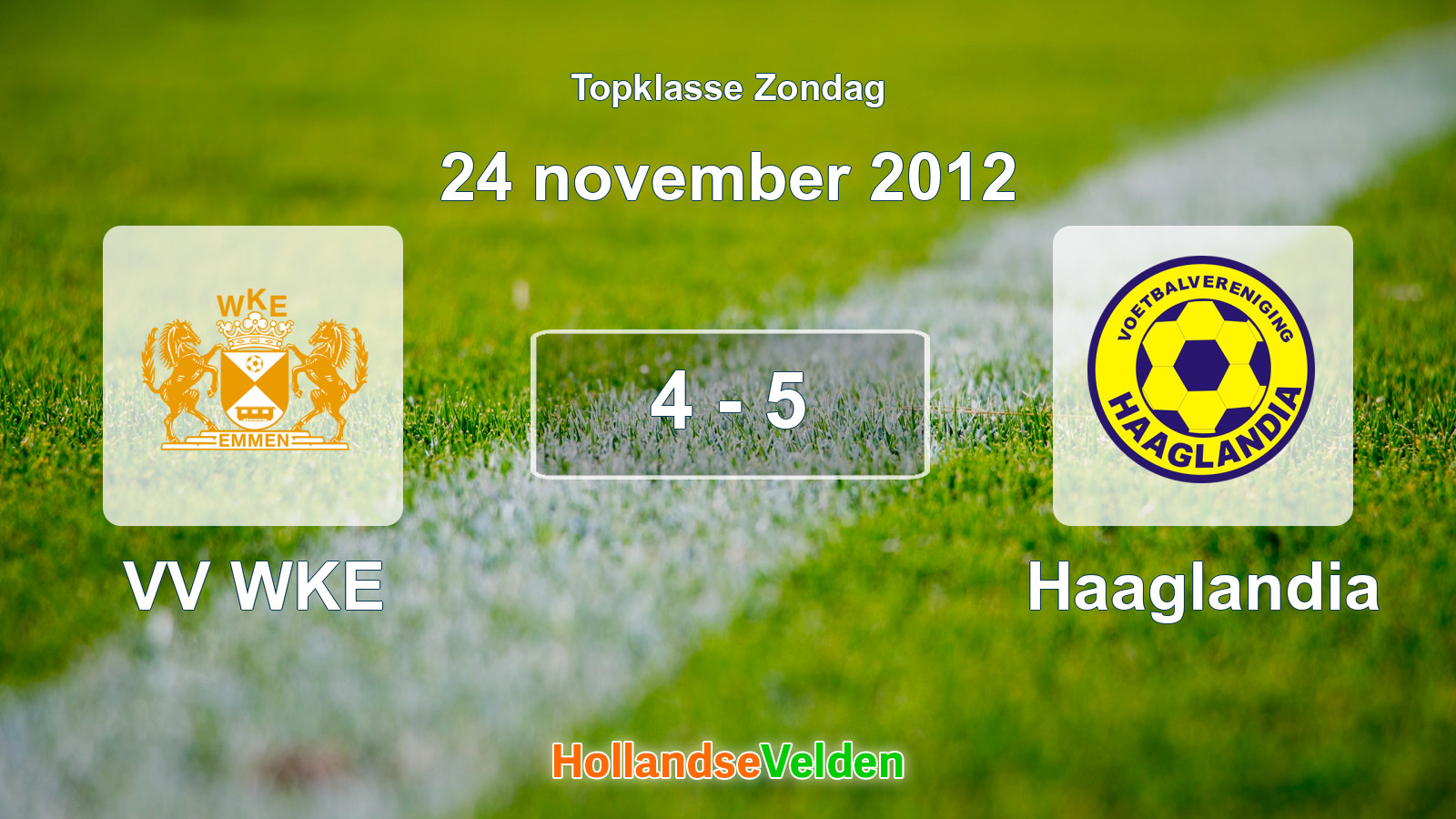 Gespeelde wedstrijd: VV WKE - Haaglandia 4 - 5 (24 november 2012)