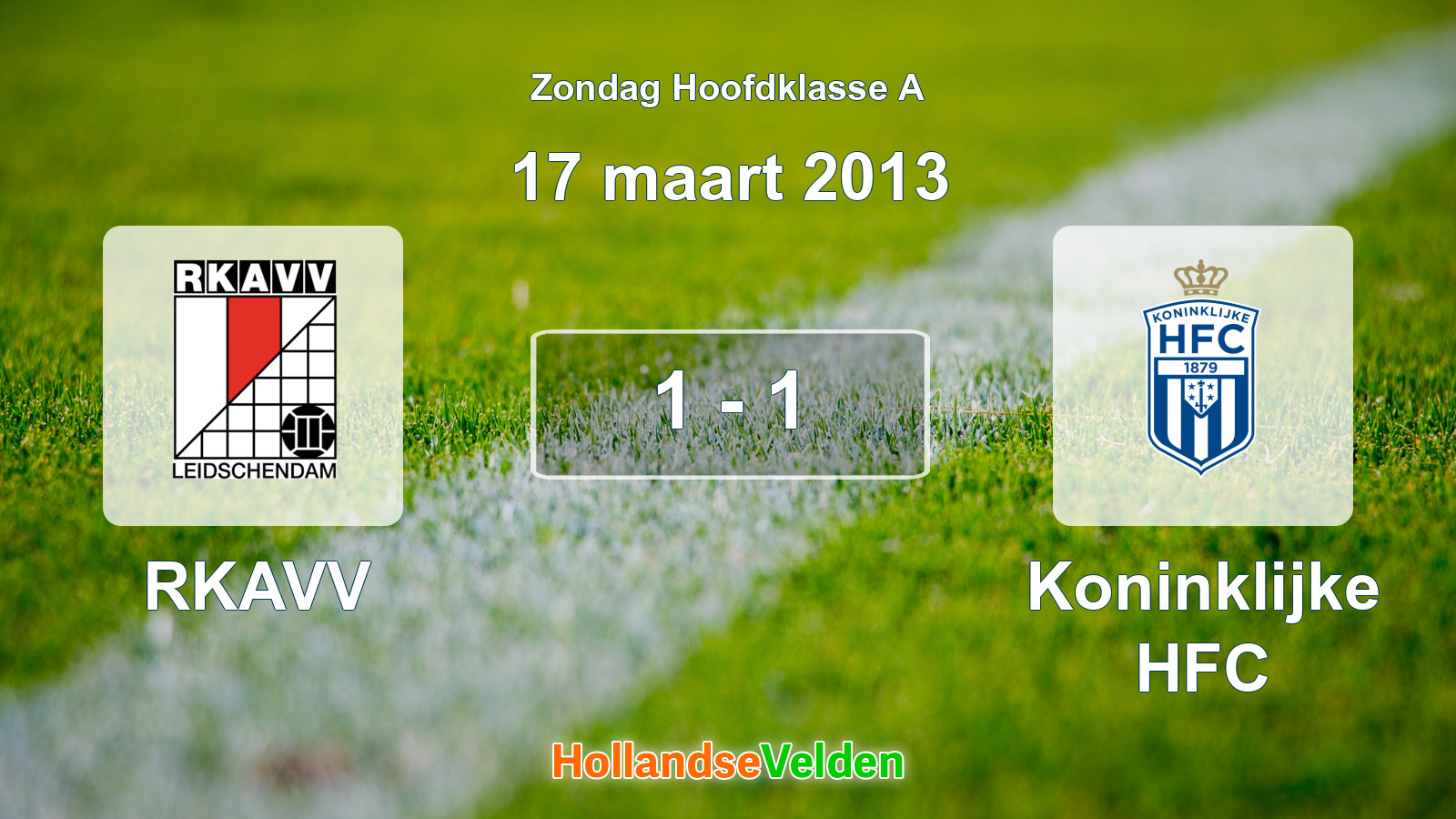 Gespeelde wedstrijd: RKAVV - Koninklijke HFC 1 - 1 (17 maart 2013)
