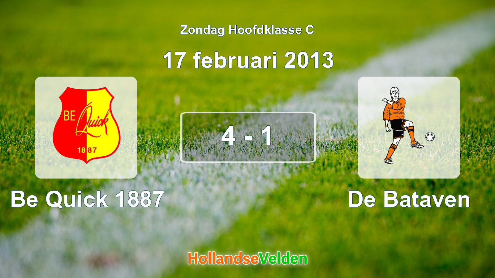 Gespeelde wedstrijd: Be Quick 1887 - De Bataven 4 - 1 (17 februari 2013)