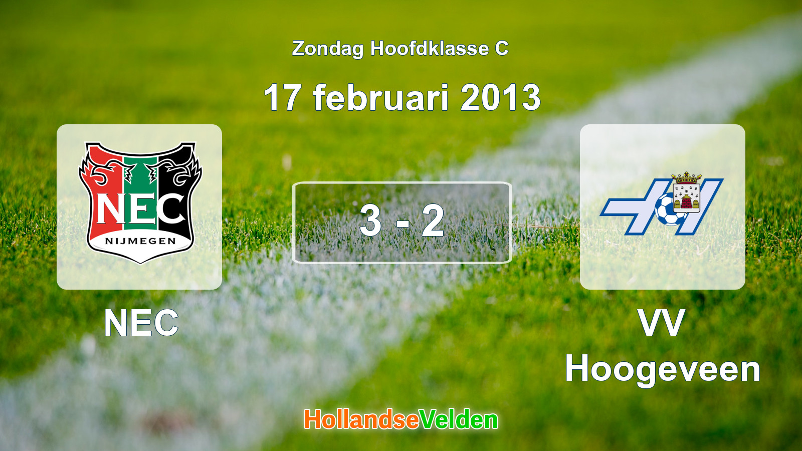 Gespeelde wedstrijd: NEC - VV Hoogeveen 3 - 2 (17 februari 2013)