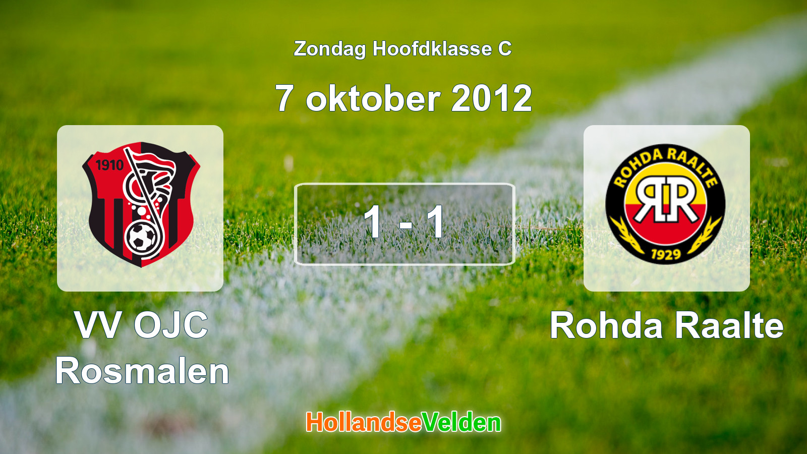 Gespeelde wedstrijd: VV OJC Rosmalen - Rohda Raalte 1 - 1 (7 oktober 2012)