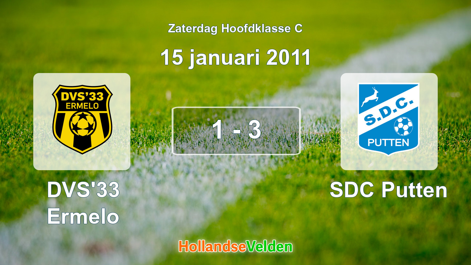 Gespeelde wedstrijd: DVS'33 Ermelo - SDC Putten 1 - 3 (15 januari 2011)
