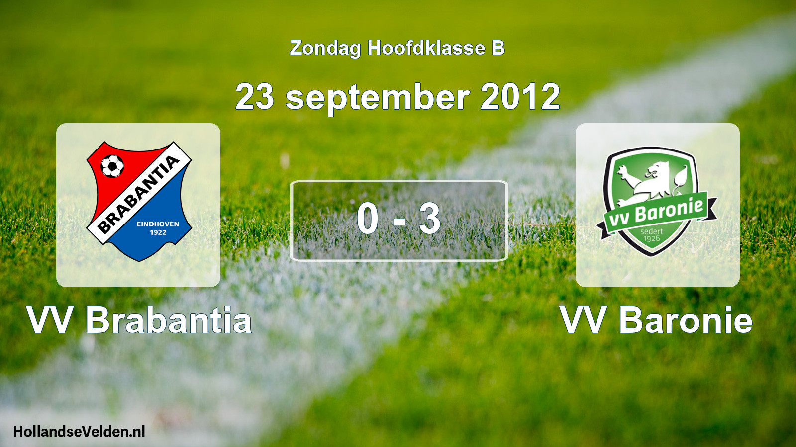 Gespeelde wedstrijd: VV Brabantia - VV Baronie 0 - 3 (23 september 2012)