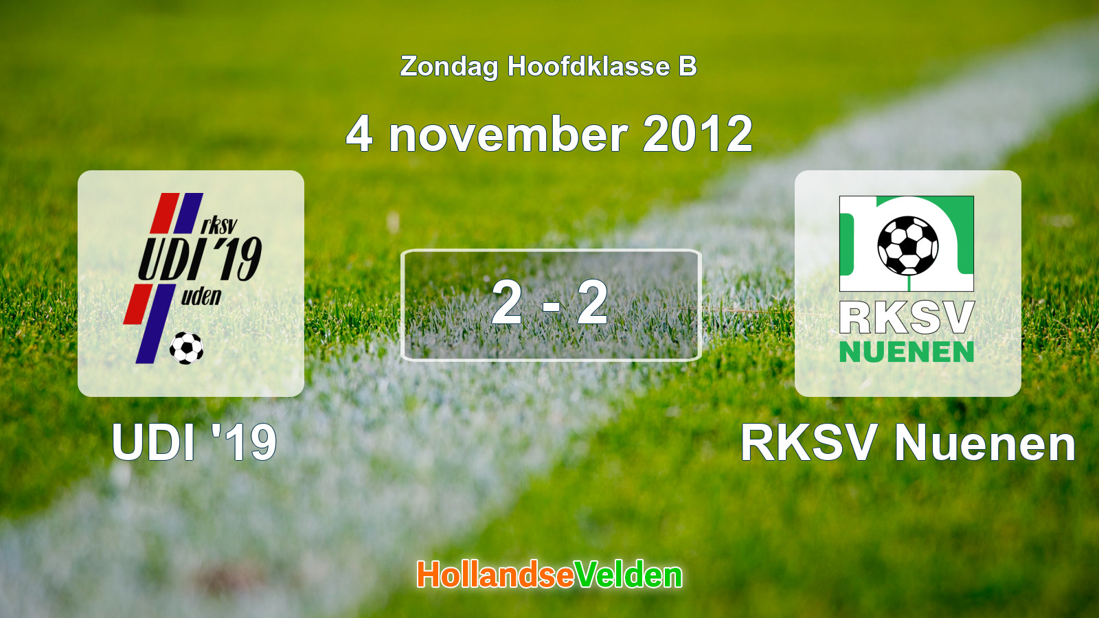 Gespeelde wedstrijd: UDI '19 - RKSV Nuenen 2 - 2 (4 november 2012)