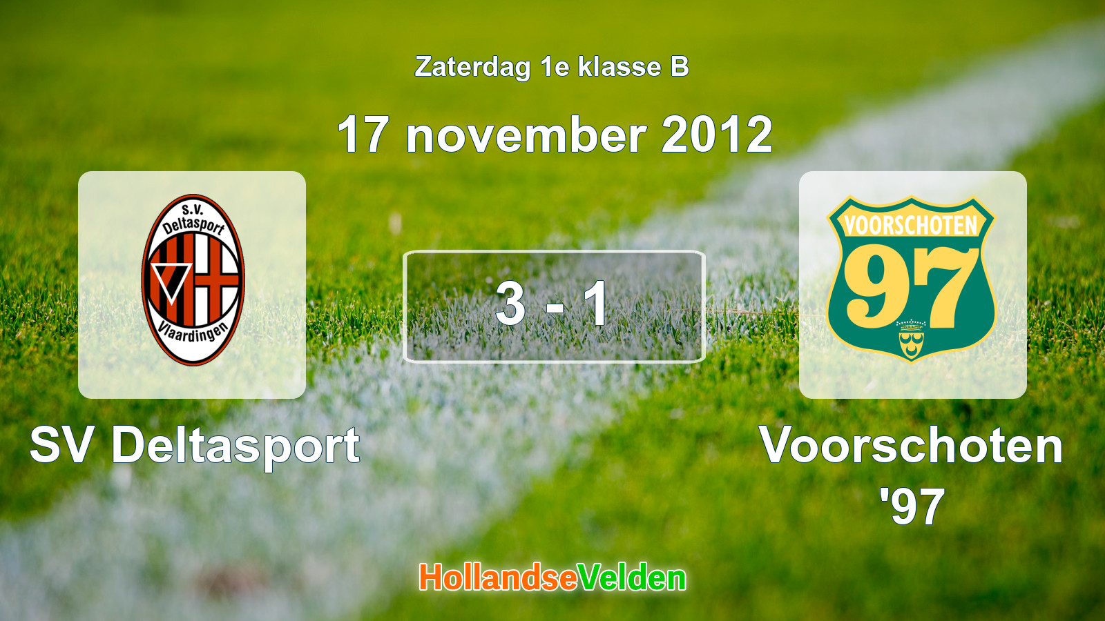 Gespeelde wedstrijd: SV Deltasport - Voorschoten '97 3 - 1 (17 november 2012)