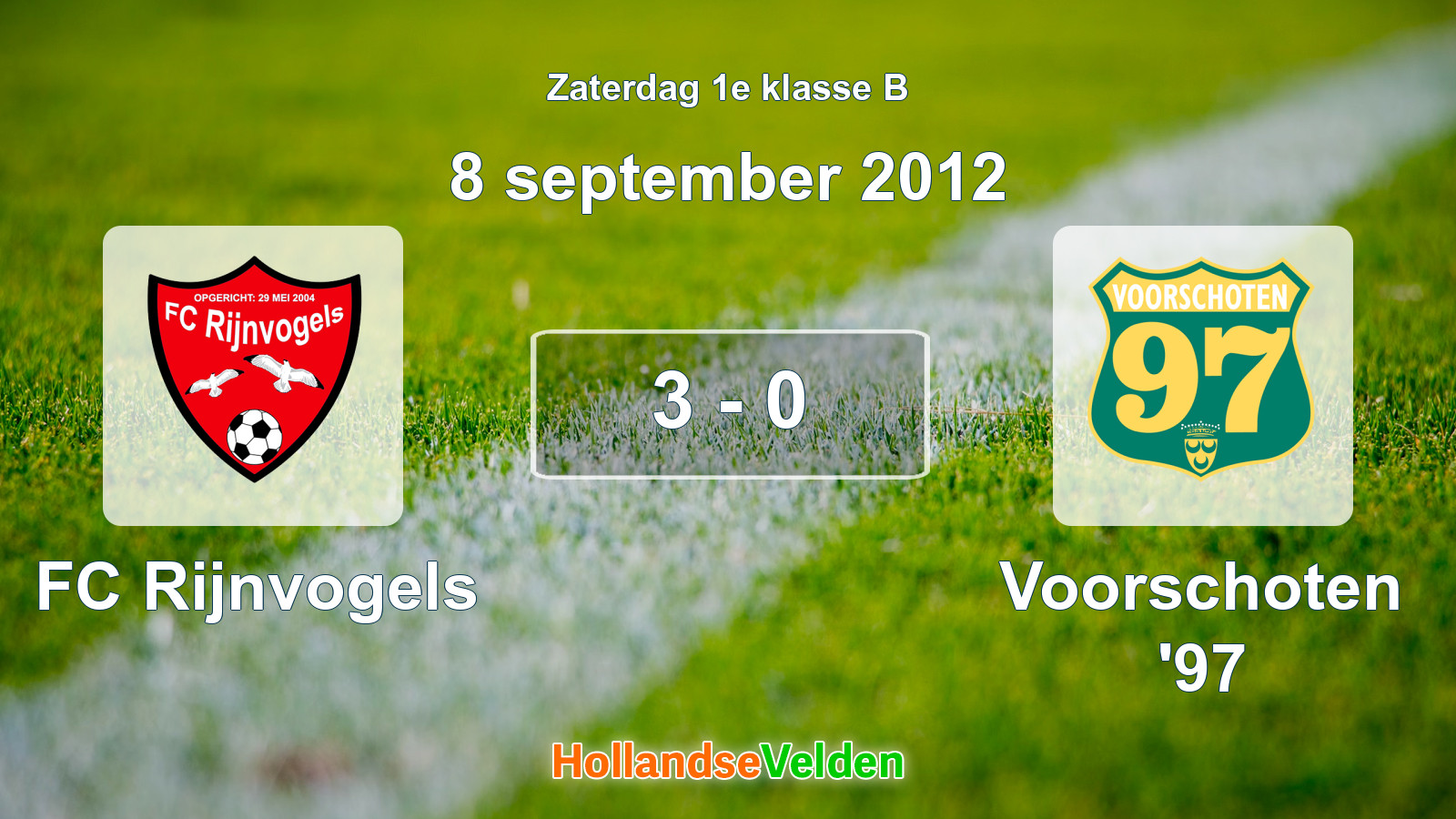 Gespeelde wedstrijd: FC Rijnvogels - Voorschoten '97 3 - 0 (8 september 2012)