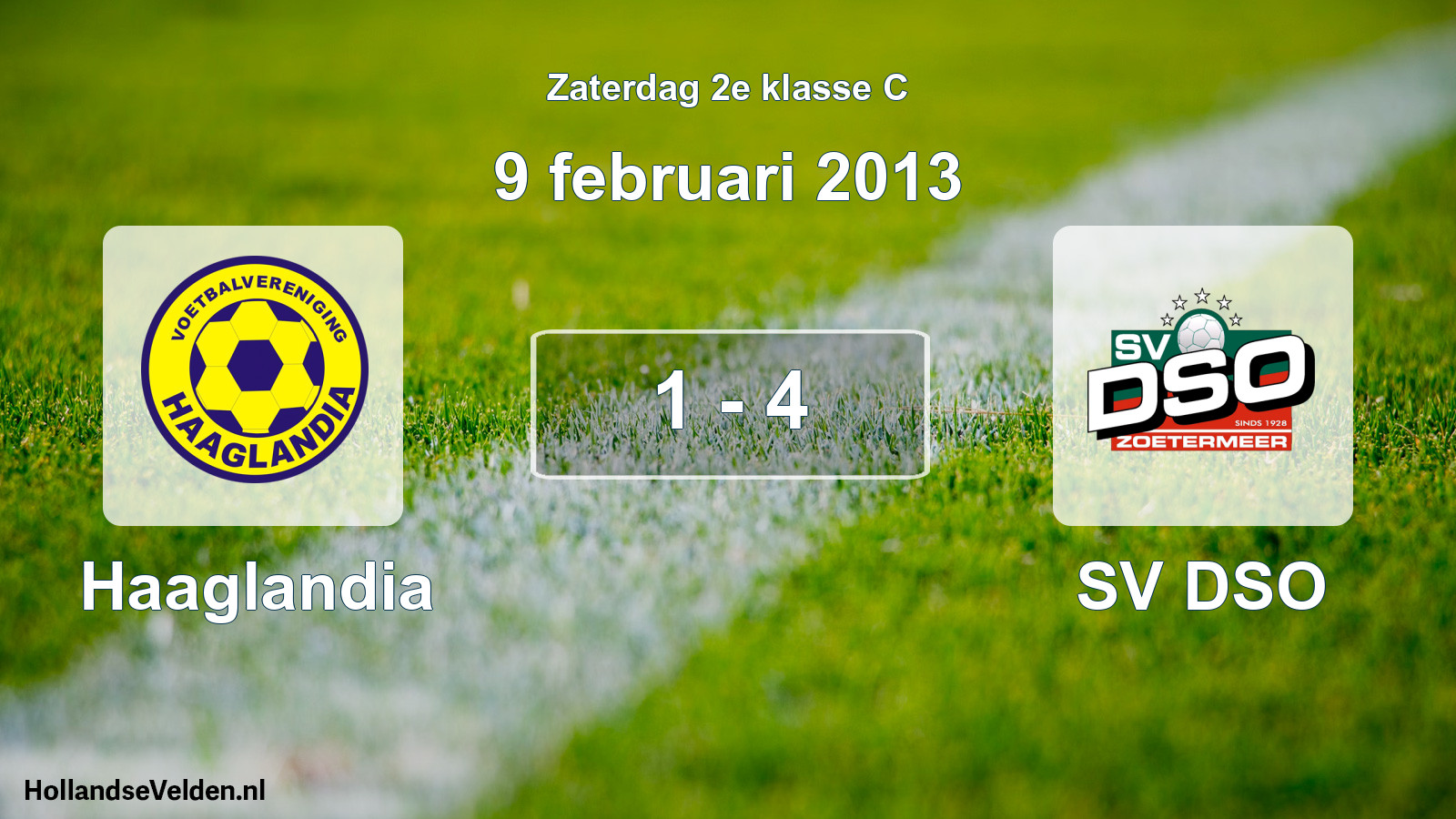Gespeelde wedstrijd: Haaglandia - SV DSO 1 - 4 (9 februari 2013)
