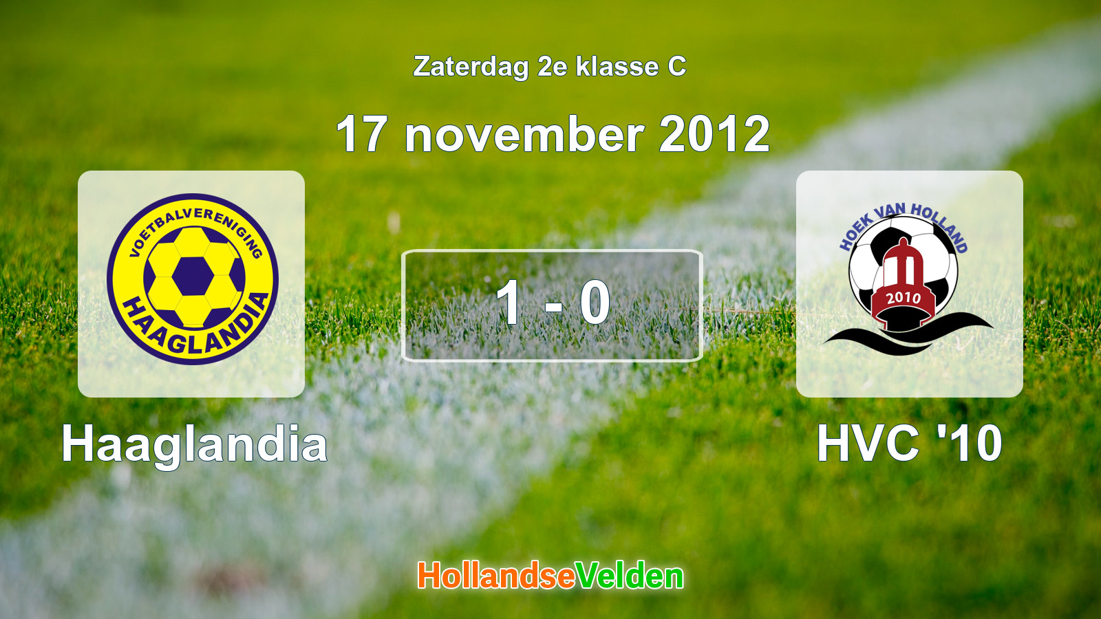 Gespeelde wedstrijd: Haaglandia - HVC '10 1 - 0 (17 november 2012)