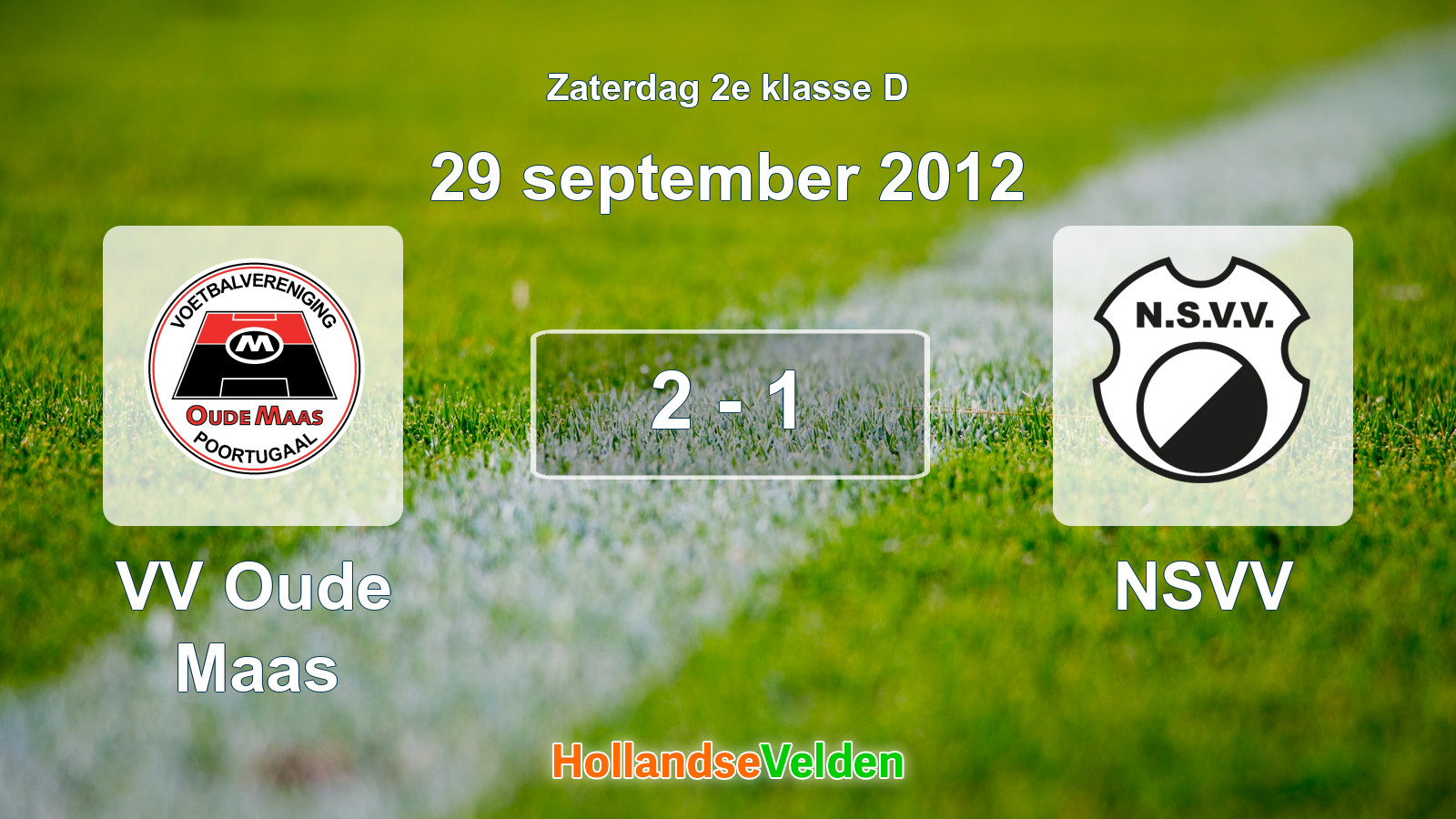 Gespeelde wedstrijd: VV Oude Maas - NSVV 2 - 1 (29 september 2012)