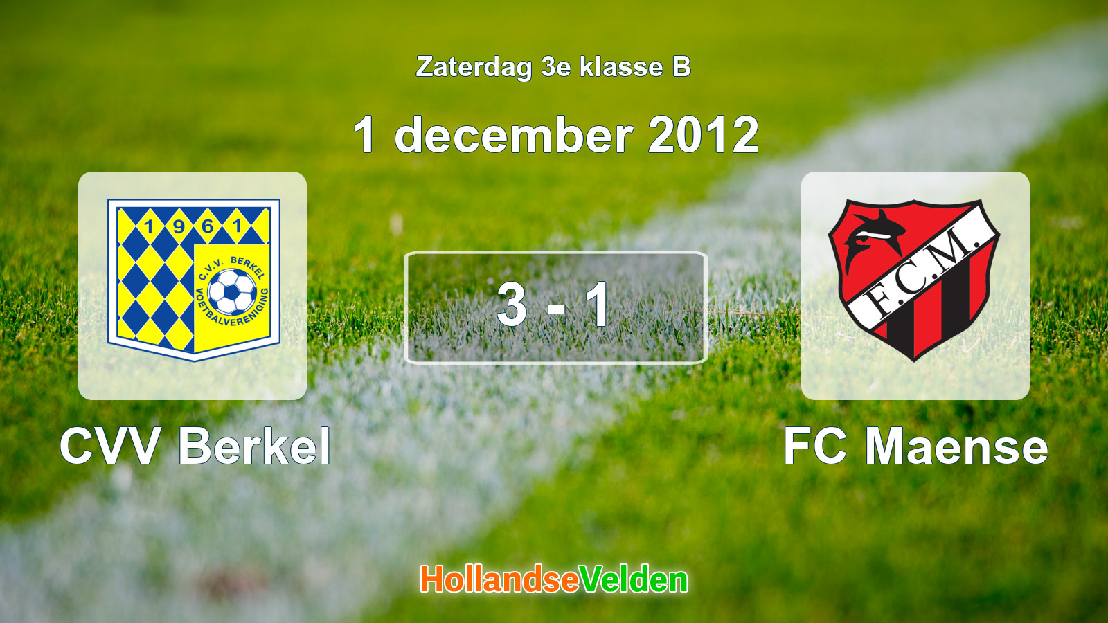 Gespeelde wedstrijd: CVV Berkel - FC Maense 3 - 1 (1 december 2012)