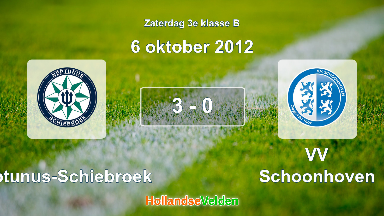 Gespeelde wedstrijd: Neptunus-Schiebroek - VV Schoonhoven 3 - 0 (6 oktober 2012)