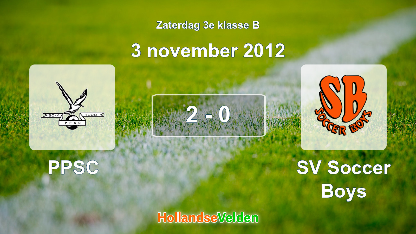 Gespeelde wedstrijd: PPSC - SV Soccer Boys 2 - 0 (3 november 2012)