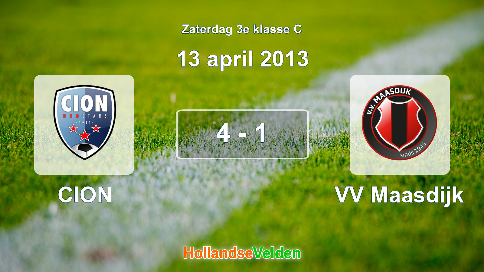 Gespeelde wedstrijd: CION - VV Maasdijk 4 - 1 (13 april 2013)
